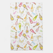 応援おもしろいシャンパンゲフライトドリンクグラス キッチンタオル (縦)