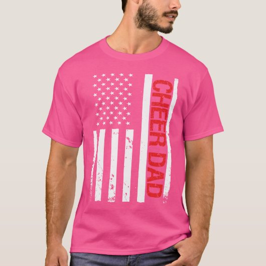 応援おもしろいパパアメリカ国旗のチアリーティング Tシャツ (正面)