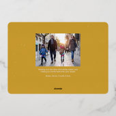 応援おもしろいレトロ黒金ゴールド新年写真 箔シーズンカード (裏面)