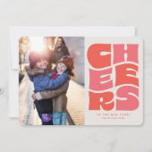 応援おもしろいgroovyレトロピンクレッド新年の写真 シーズンカード (正面)