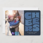 応援おもしろいgroovy retro navy blue新年の写真 シーズンカード (正面)