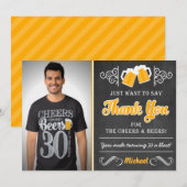 応援およびビール第30誕生日のサンキューカード サンキューカード (正面/裏面)