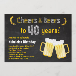 応援およびビール第40誕生日の招待状 招待状