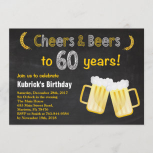 応援およびビール第60誕生日の招待状 招待状