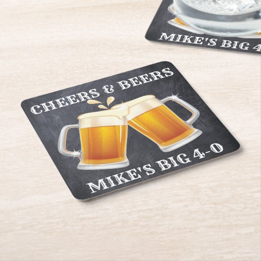 応援およびビール飲み物のコースター スクエアペーパーコースター (アングル)