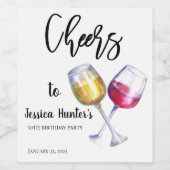 応援からカスタム誕生日パーティーウォーター色 ワインラベル (シングルラベル)