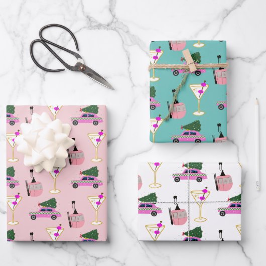 応援からクリスマス新年スキーパーティー ラッピングペーパーシート (正面)