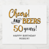 応援からビール50誕生日 ビールラベル (シングルラベル)