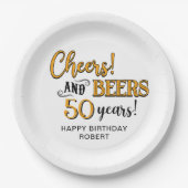 応援からビール50誕生日 ペーパープレート (正面)