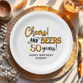 応援からビール50誕生日 ペーパープレート