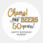 応援からビール50誕生日 ラウンドシール (正面)