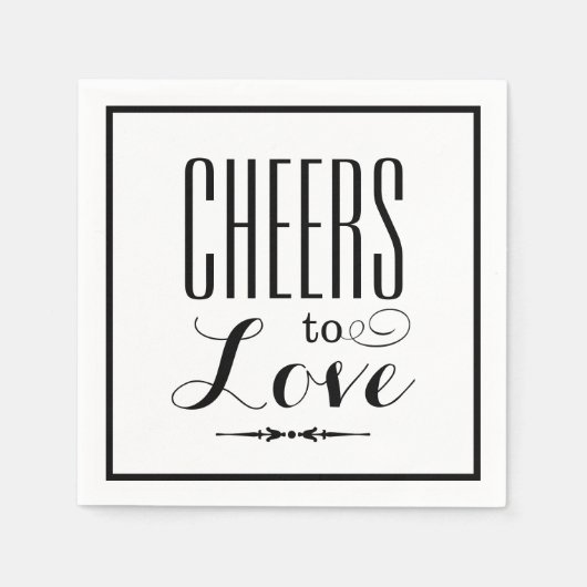 応援からラブブラック結婚のタイポグラフィ スタンダードカクテルナプキン (正面)