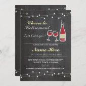 応援からリタイアメントパーティーチョークレッドグラス招待状 招待状 (正面/裏面)