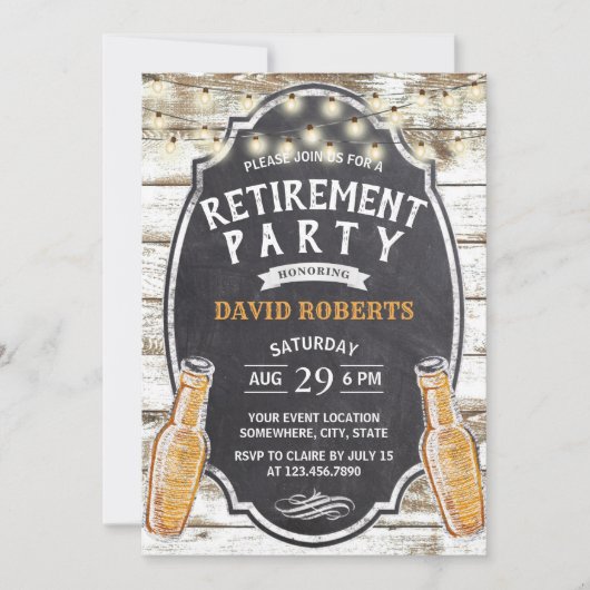 応援からリタイア素朴ンバービールパーティー 招待状 (正面)