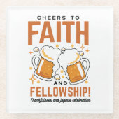 応援から信仰とフェローシップ – オクトーバーフェストティー ガラスコースター (正面)