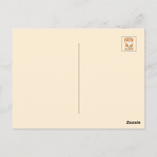 応援から信仰とフェローシップ – オクトーバーフェストティー ポストカード (裏面)