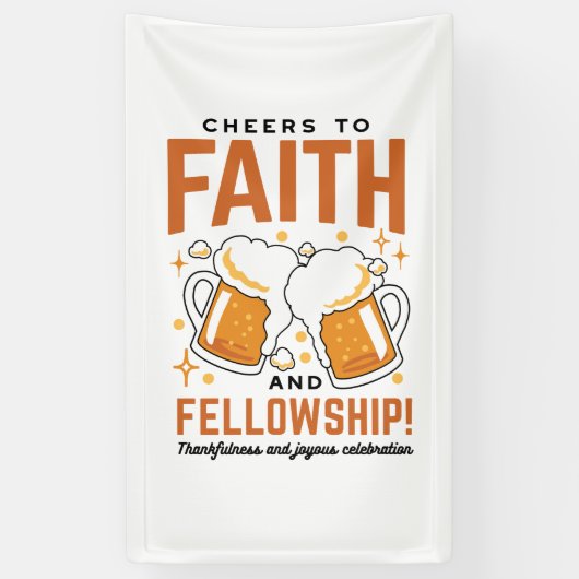 応援から信仰とフェローシップ – オクトーバーフェストティー 横断幕 (縦)