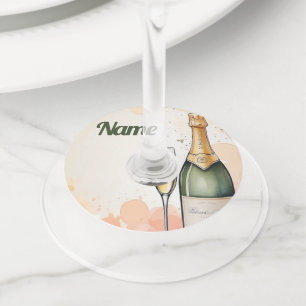 応援から年へのパーティー ワイングラスタグ