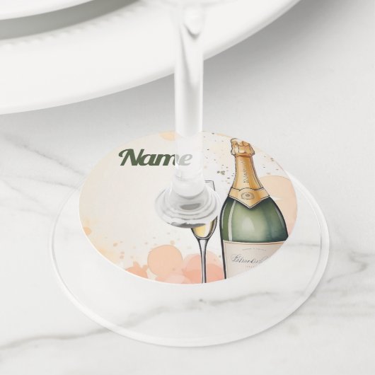 応援から年へのパーティー ワイングラスタグ (クローズアップ)