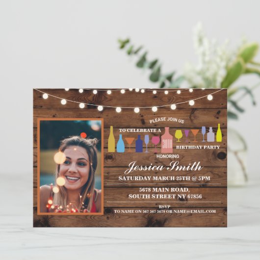 応援から年へ、何歳の誕生日パーティーバー飲料 招待状 (スタンド正面)