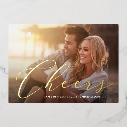 応援から年末横の写真 箔シーズンカード (正面)