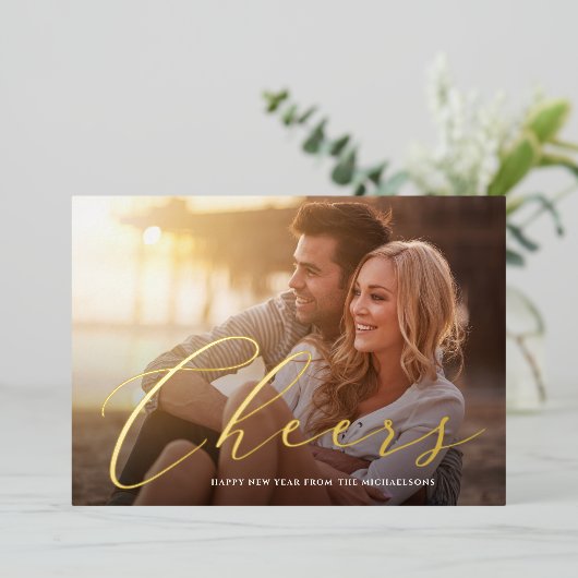 応援から年末横の写真 箔シーズンカード (立ち正面)