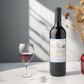 応援から新年のスクリプトブルー金ゴールドリボンパイン ワインラベル