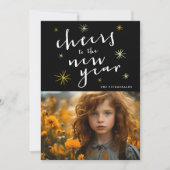 応援から新年のスクリプト金ゴールドスターバスト写真 シーズンカード (正面)