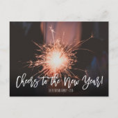 応援から新年のタイポグラフィのキラキラ写真 シーズンポストカード (正面)