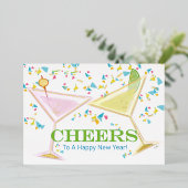 応援から新年のフォイルアクセント付きカクテルフォト 箔シーズンカード (立ち正面)