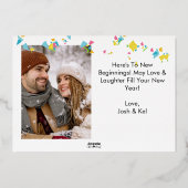 応援から新年のフォイルアクセント付きカクテルフォト 箔シーズンカード (裏面)