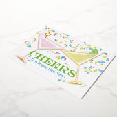 応援から新年のフォイルアクセント付きカクテルフォト 箔シーズンカード (回転した状態)