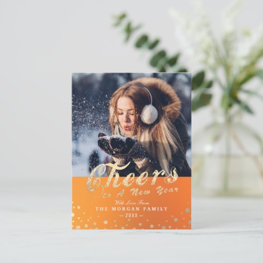 応援から新年の休日の季節のグリーティングフォト シーズンポストカード (スタンド正面)