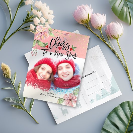 応援から新年の休日の季節のグリーティングフォト シーズンポストカード