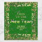 応援から新年の工芸品 |緑のパーティー ワインラベル (シングルラベル)