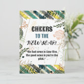 応援から新年の引用文グリーンボタニカルカード 招待状 (スタンド正面)