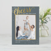 応援から新年の灰色の金ゴールドグリッター写真 シーズンカード (スタンド正面)