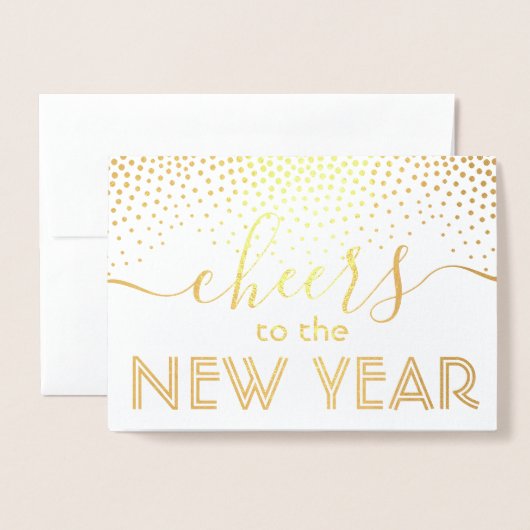 応援から新年の紙吹雪スタイリッシュ1枚の写真 箔カード (封筒付き正面)