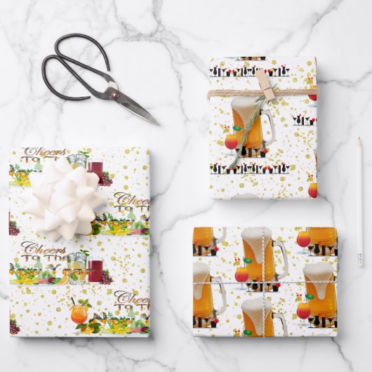 応援から新年カクテルドリンクディナー ラッピングペーパーシート (正面)