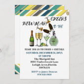 応援から新年ディナーカクテルアートモダン 招待状 (正面/裏面)