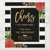 応援から新年フローラ金ゴールドハッピーホリデー ワインラベル (シングルラベル)