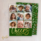 応援から新年ムーディグリーン9写真 – 植物学 箔シーズンカード