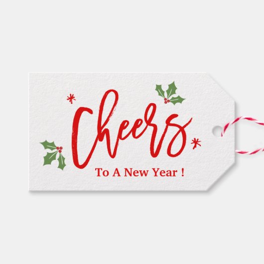 応援から新年モダンのシンプル休日の願い ギフトタグ (正面(横))