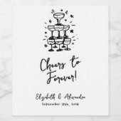 応援から永遠に黒手描き結婚の ワインラベル (シングルラベル)