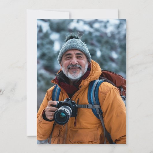 応援から海軍と金ゴールドの写真の退職パーティー 招待状 (裏面)