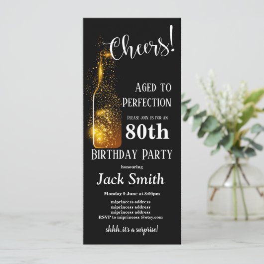 応援から誕生日、ワイン、グリッターワイン、誕生日 招待状 (スタンド正面)