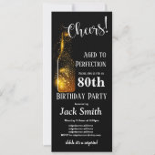 応援から誕生日、ワイン、グリッターワイン、誕生日 招待状 (正面)