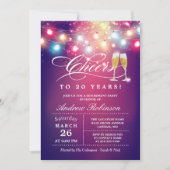 応援から退職パーティーシャンパンストリングライト 招待状 (正面)