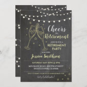 応援から退職パーティーチョークライトシャンパン 招待状 (正面/裏面)