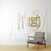 応援から金ゴールド50周年記念写真の背景 タペストリー (インサイチュ(横))